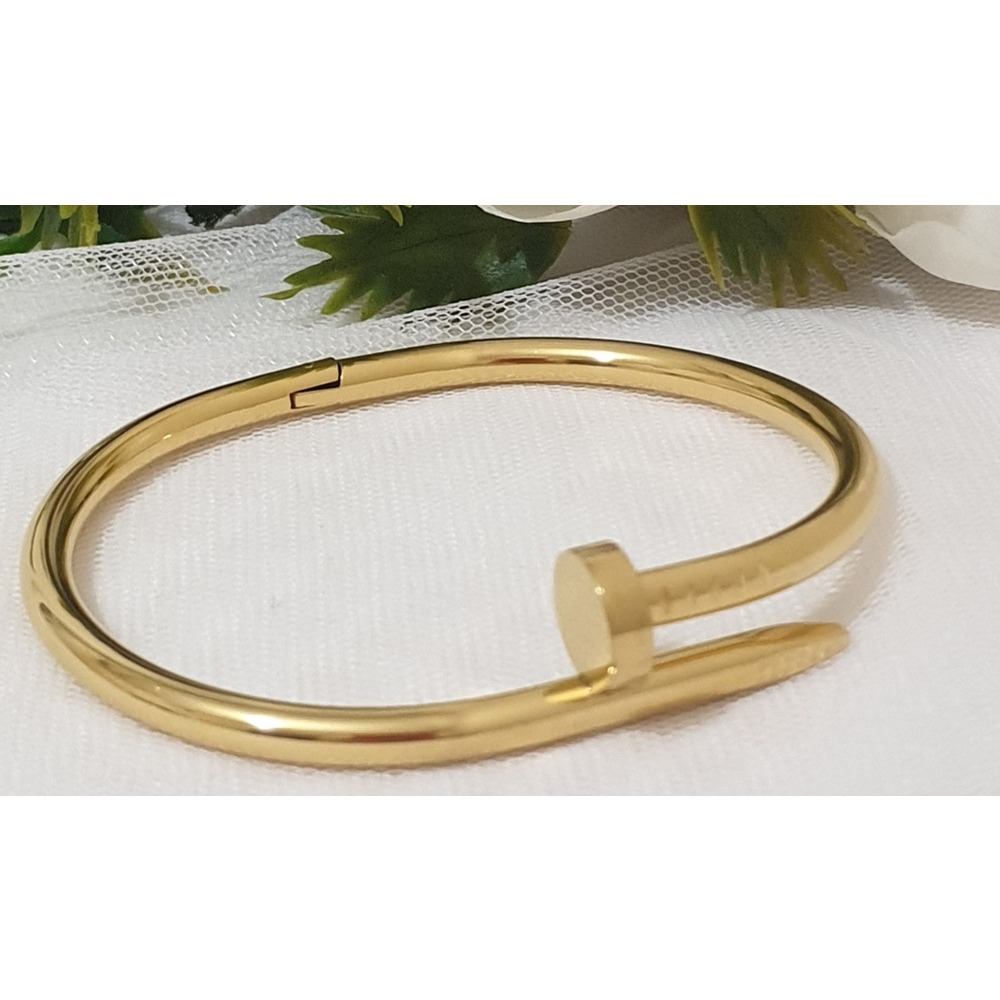 KB20220002-Gold Çivi Kelepçe Çelik Bileklik