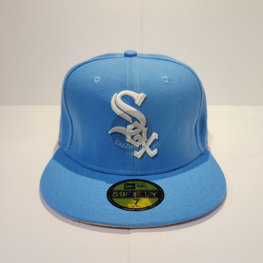 Sox Hat Fitted Cap Light Blue Sky Blue White Sox Hat Blue Brim New
