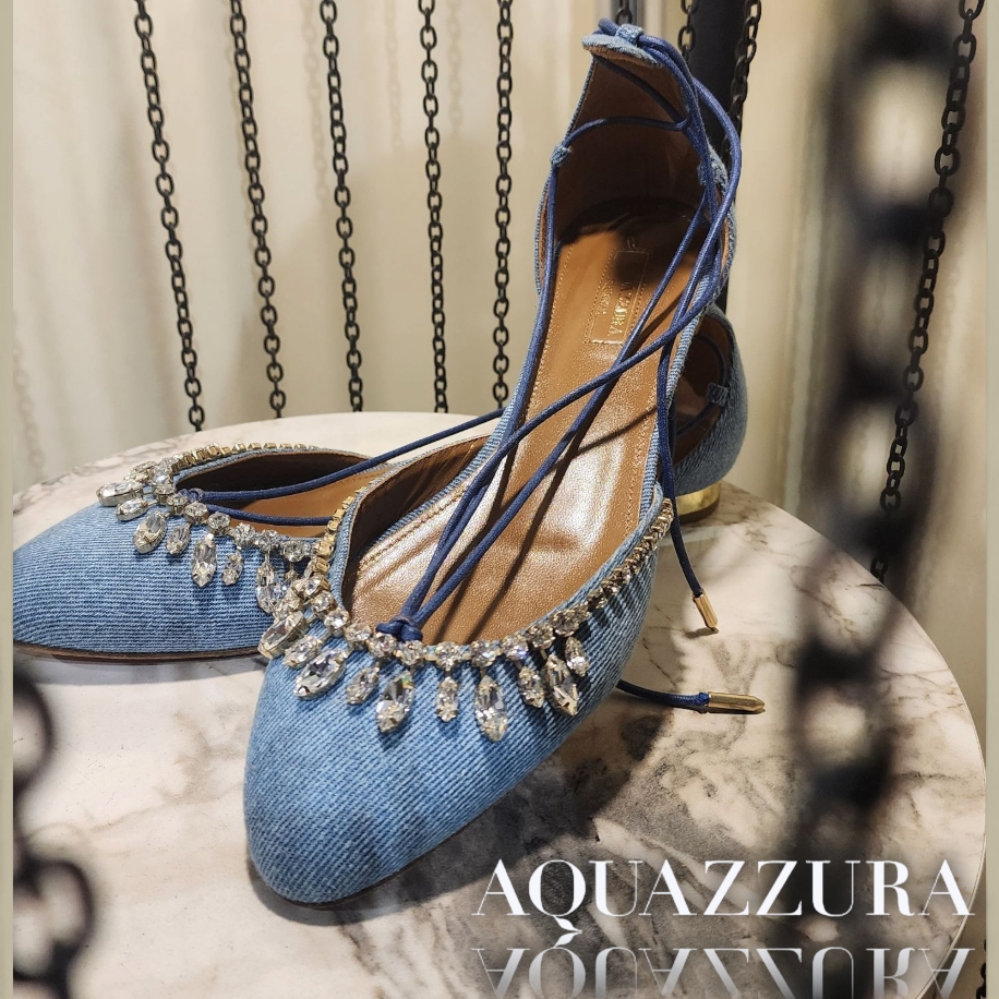 AQUAZZURA Denim Alexa Crystal Shoes