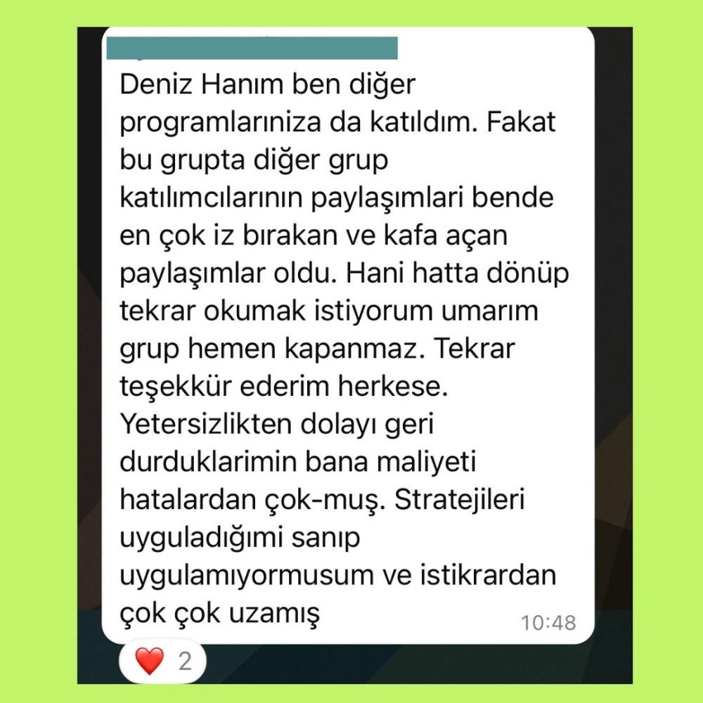 18-24 Ağustos - Yetersizlik Duygusundan Kurtul Grup Programı