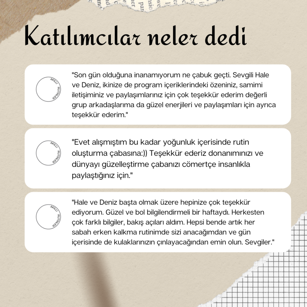 14-20 Nisan Akıllı Rutinler Grup Programı