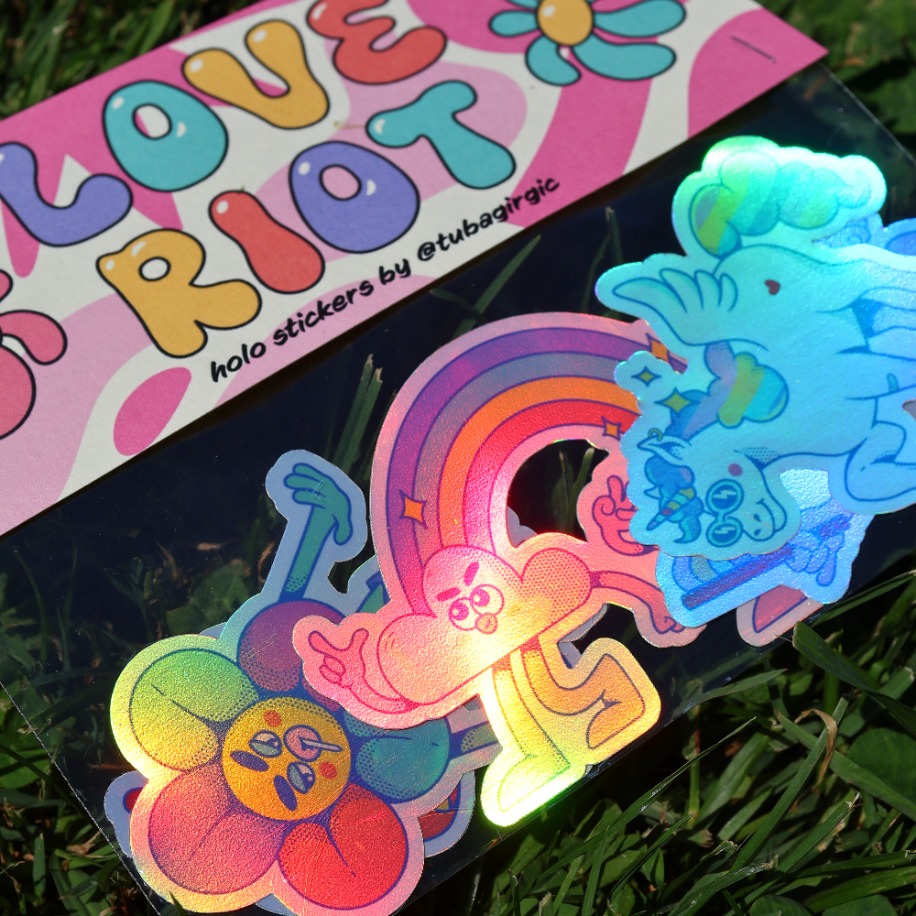Love Riot Hologram Sticker Pack | DirtCake Studio