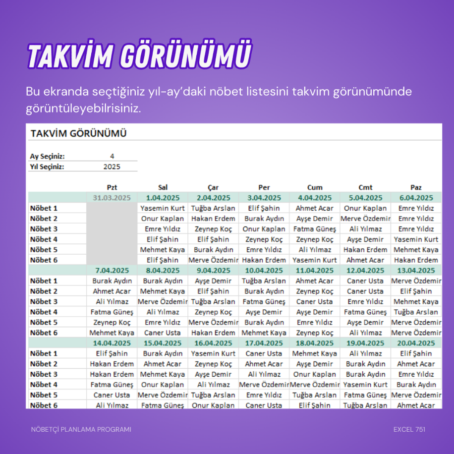 Nöbetçi Çizelgesi Planlama Programı
