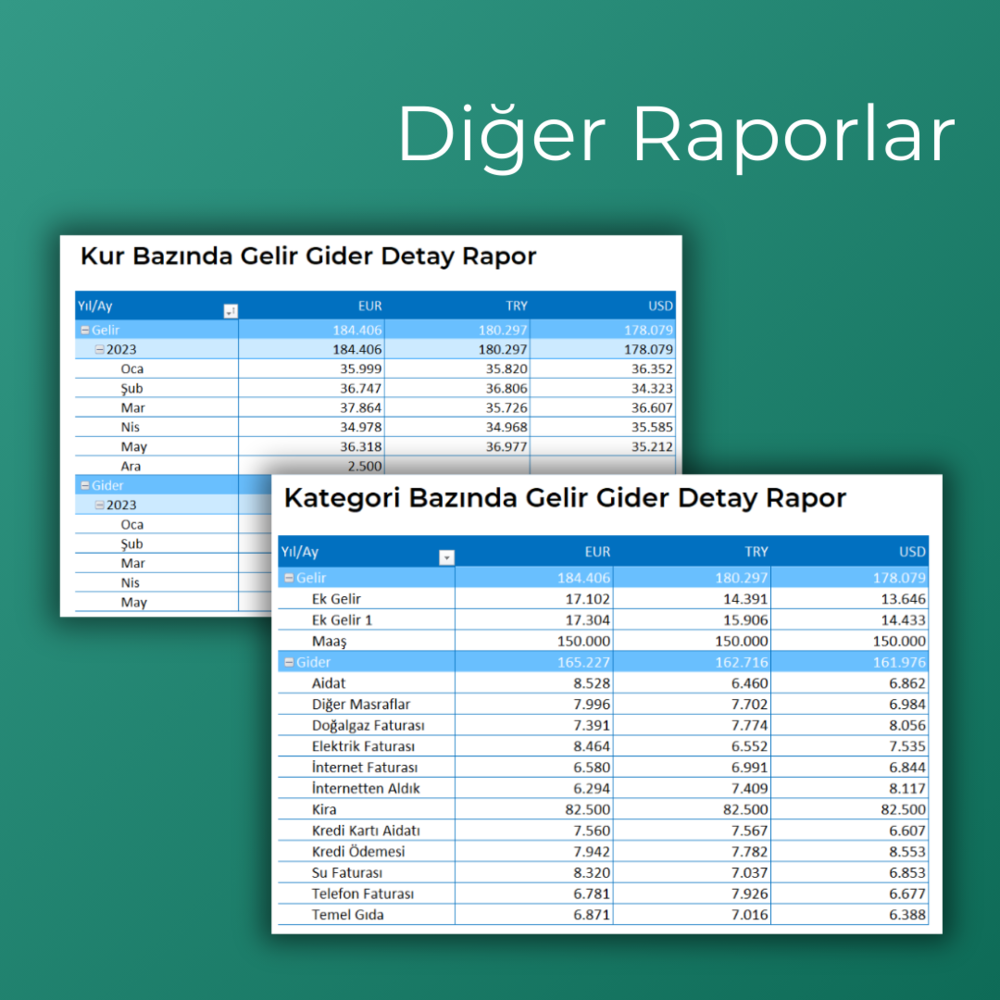 EV TİPİ AYLIK GELİR GİDER DASHBOARD