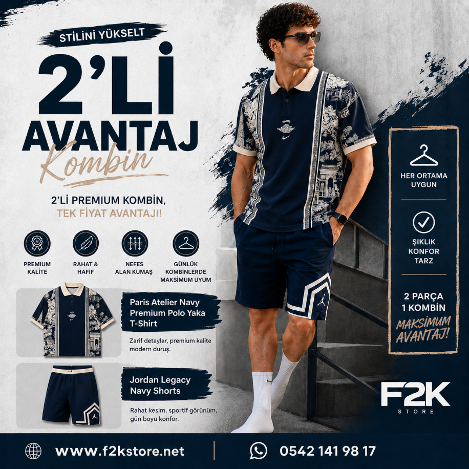 Navy Premium Polo & Shorts Kombini