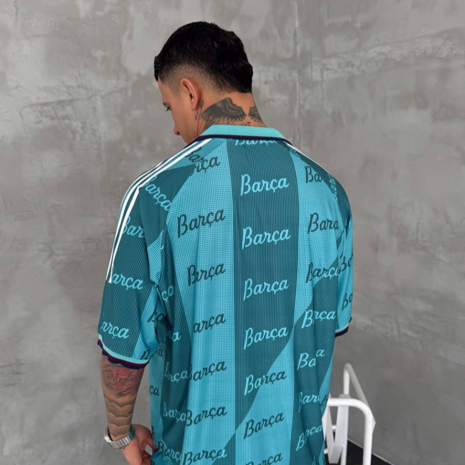 Barcelona Turquoise Retro Polo Yaka T-Shirt