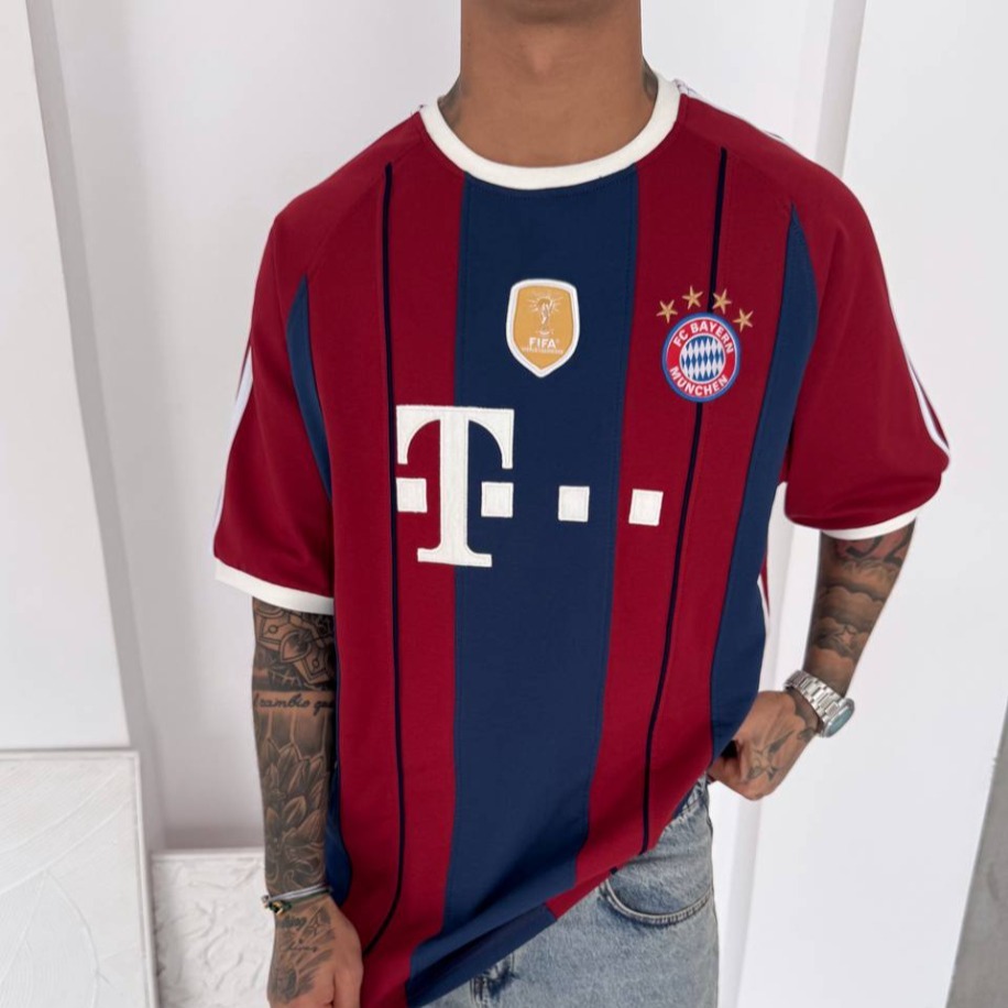 Bayern München Retro Striped Oversize T-Shirt