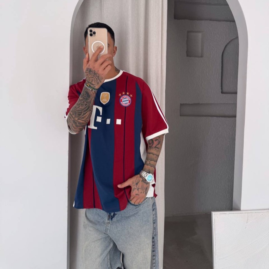 Bayern München Retro Striped Oversize T-Shirt