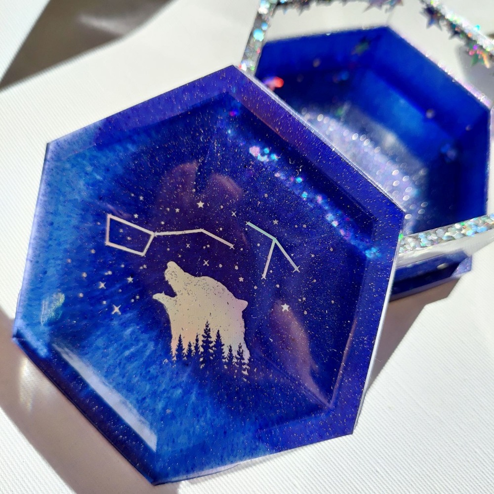 Altıgen Hologramlı Galaktik Epoksi Kutu 