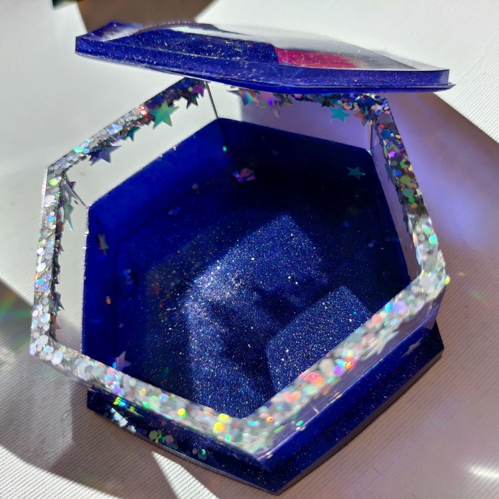 Altıgen Hologramlı Galaktik Epoksi Kutu 