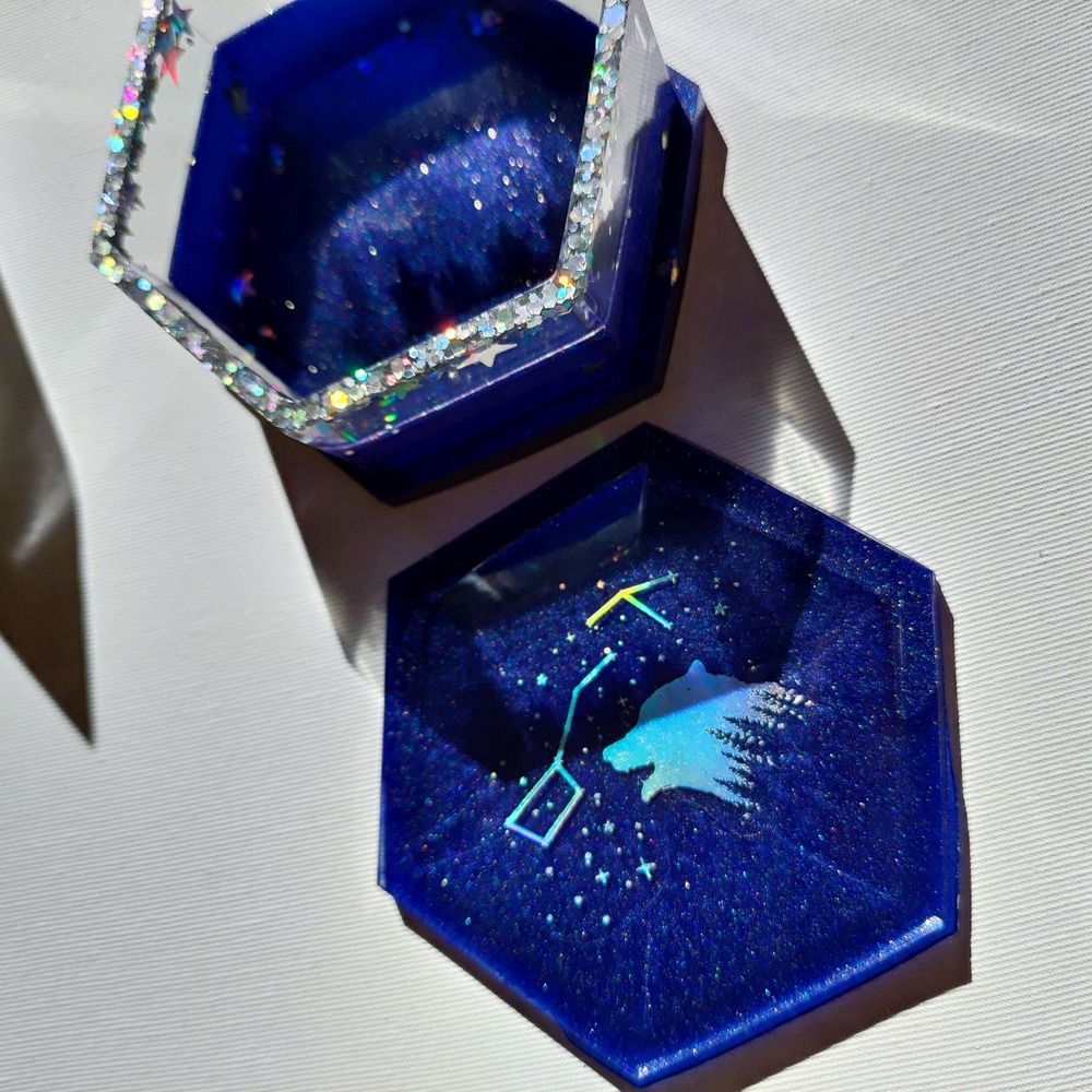 Altıgen Hologramlı Galaktik Epoksi Kutu 
