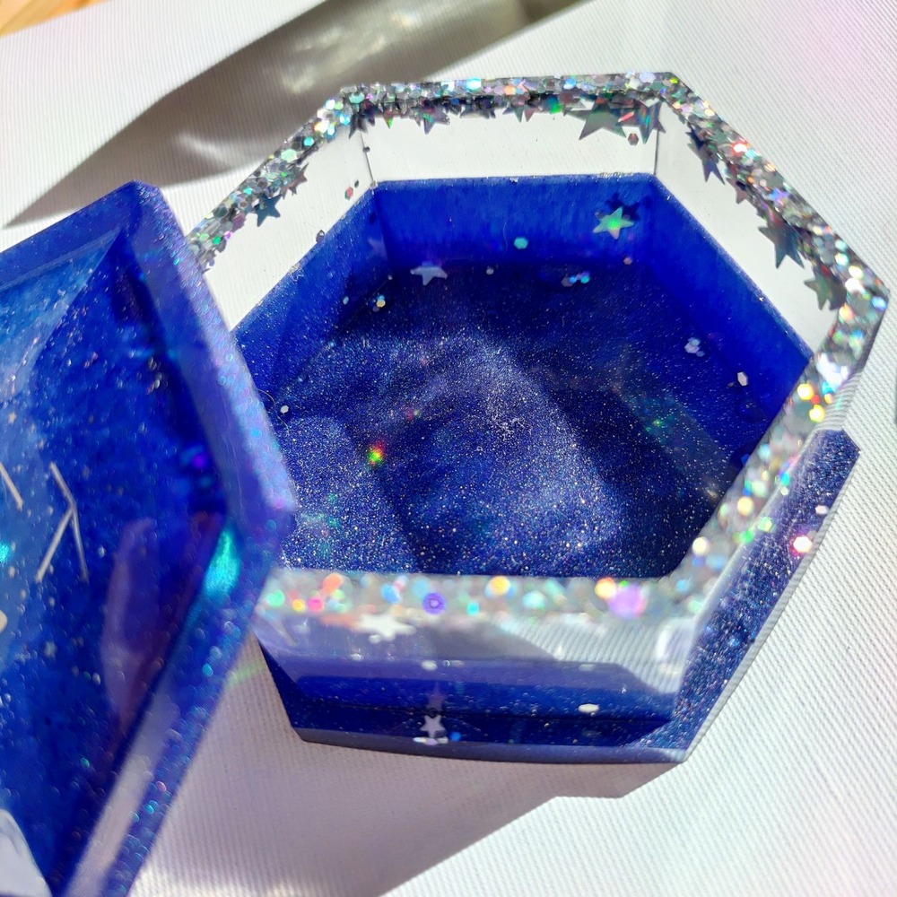Altıgen Hologramlı Galaktik Epoksi Kutu 