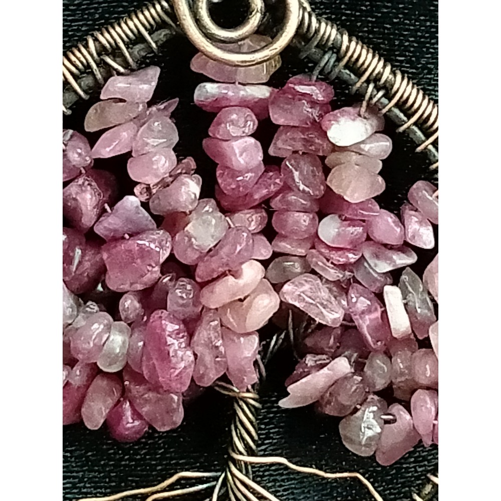 Pembe Turmalin Hayat Ağacı Kolye