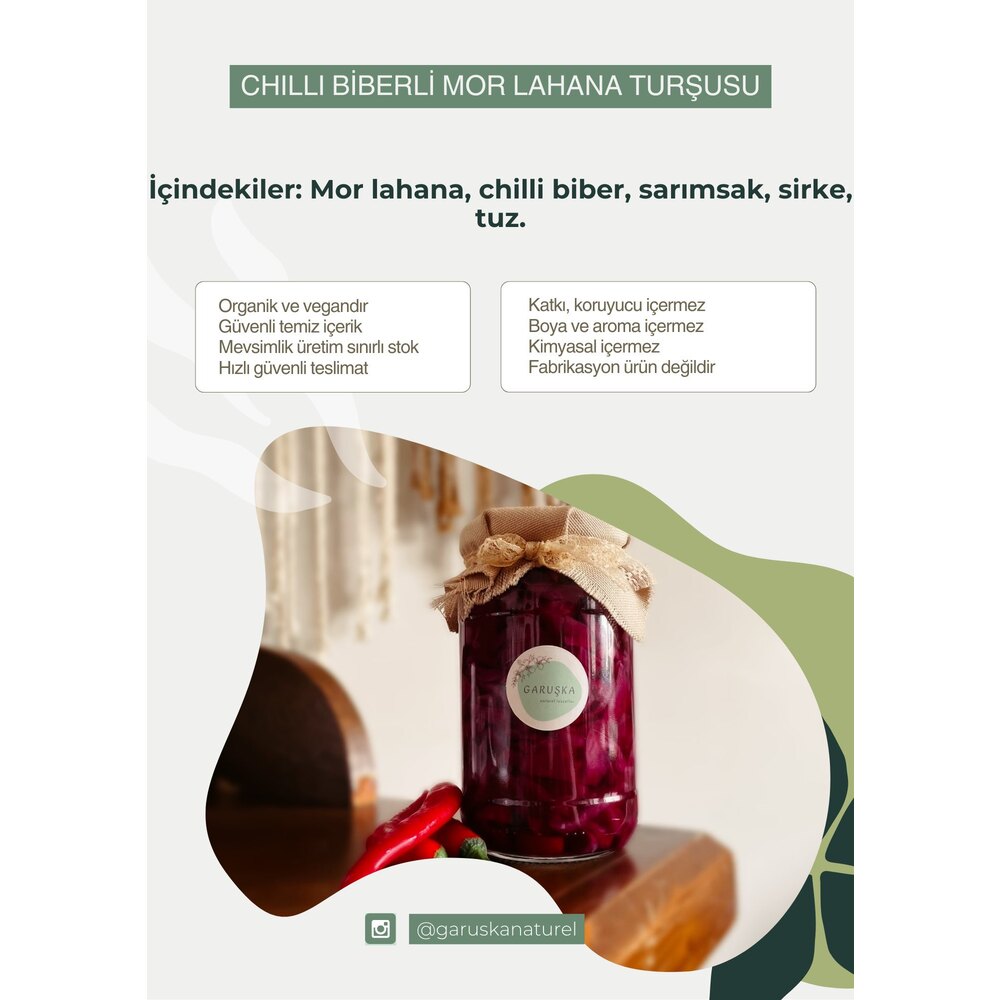 Chilli Biberli Mor Lahana Turşusu