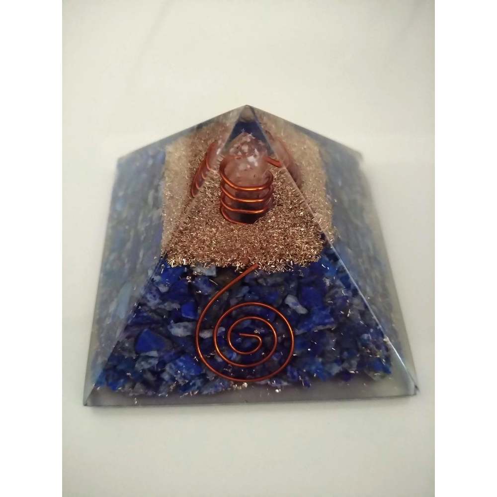 Beautiful and Powerful Large Lapis Lazuli Orgonite Pyramid with copper spirals,Reiki and Chakra Heal