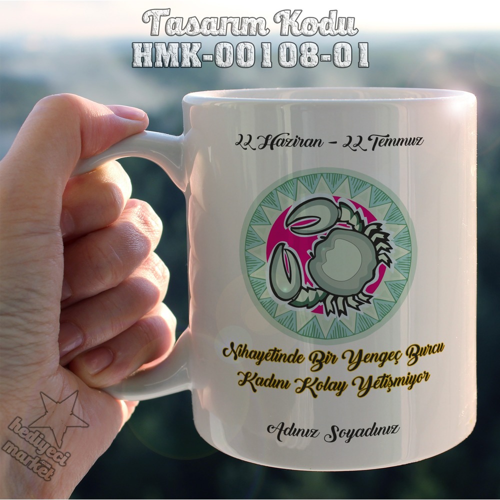 Yengeç Burcu Kadınına Özel Beyaz Kupa Bardak - HMK-00108-01 - HM-01-00313-01