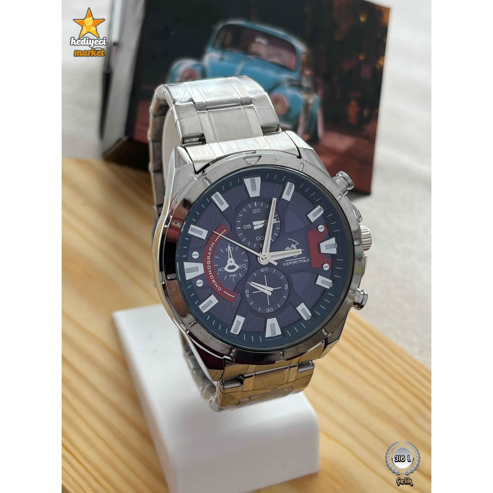 G Sport Polo Çelik Kasa ve Lacivert Detaylı Erkek Kol Saati - HMES-0038 ||  HM-03-00107-38