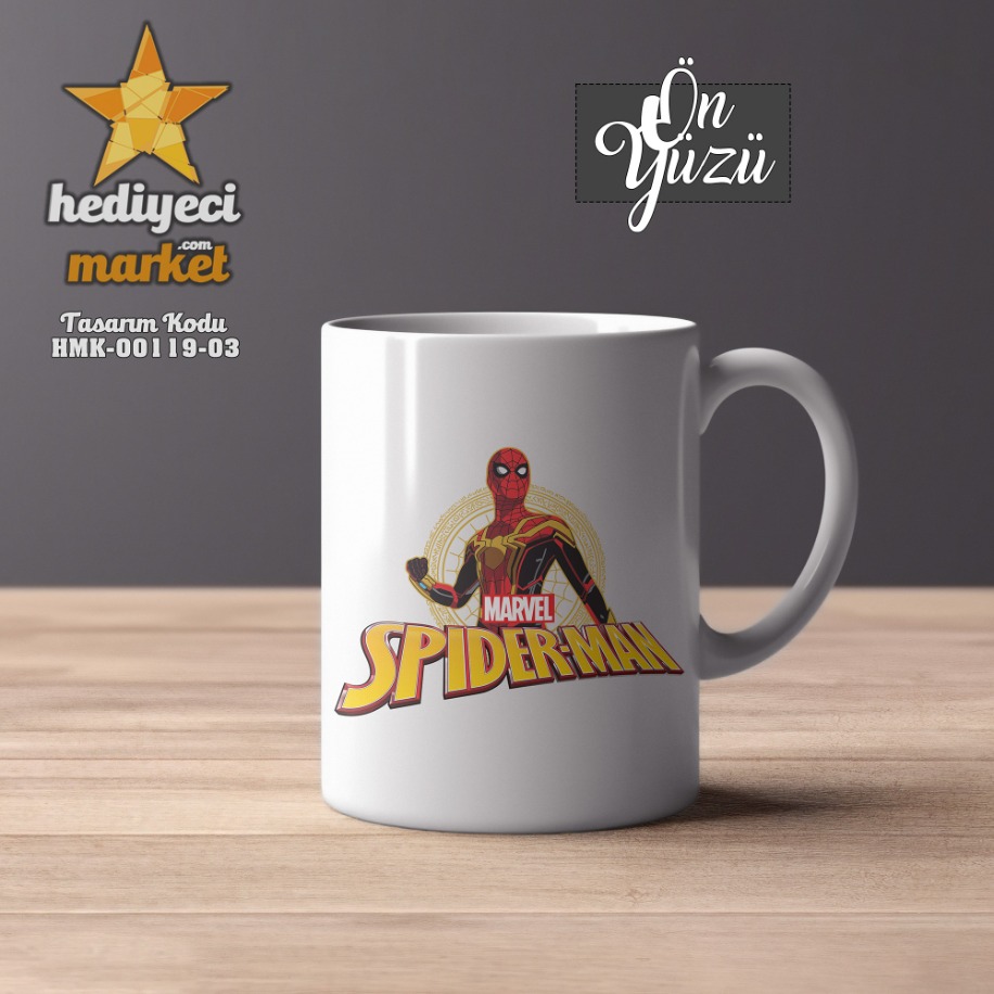 Örümcek Adam Temalı Beyaz Kupa Bardak - HMK-00119-03 || HM-01-00377-03