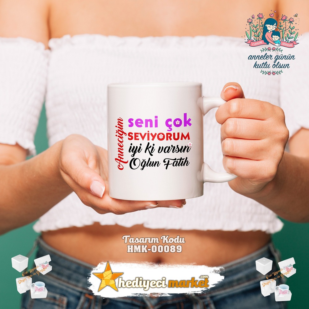 Anneler Gününe Özel Beyaz Kupa Bardak - HMK-00089-HM-01-00255-01