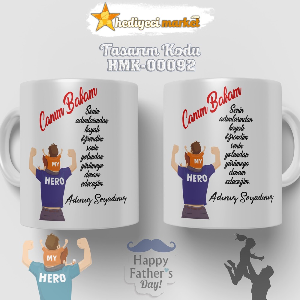 Babalar Gününe Özel Beyaz Kupa Bardak - HMK-00092 - HM-01-00264-01