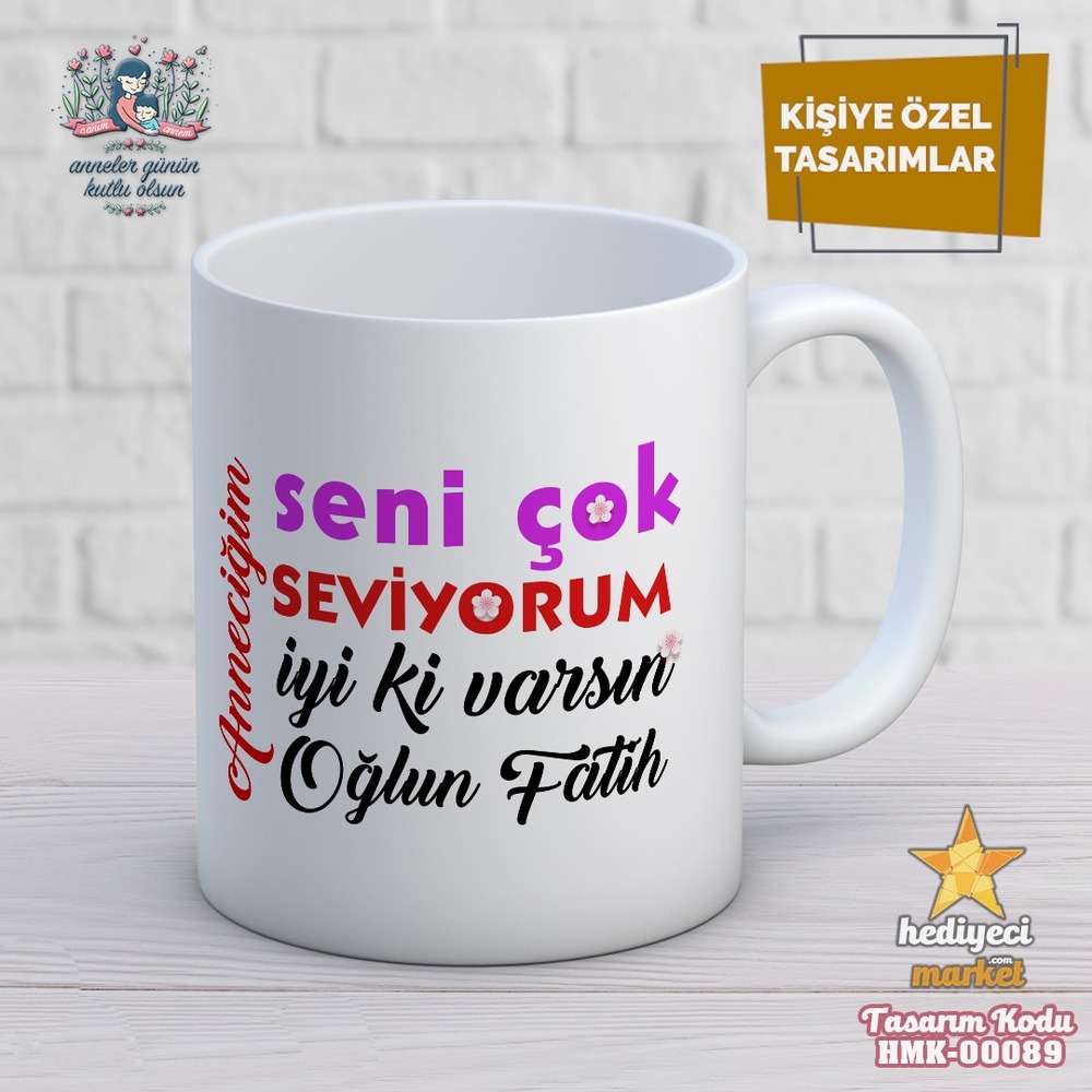 Anneler Gününe Özel Beyaz Kupa Bardak - HMK-00089-HM-01-00255-01