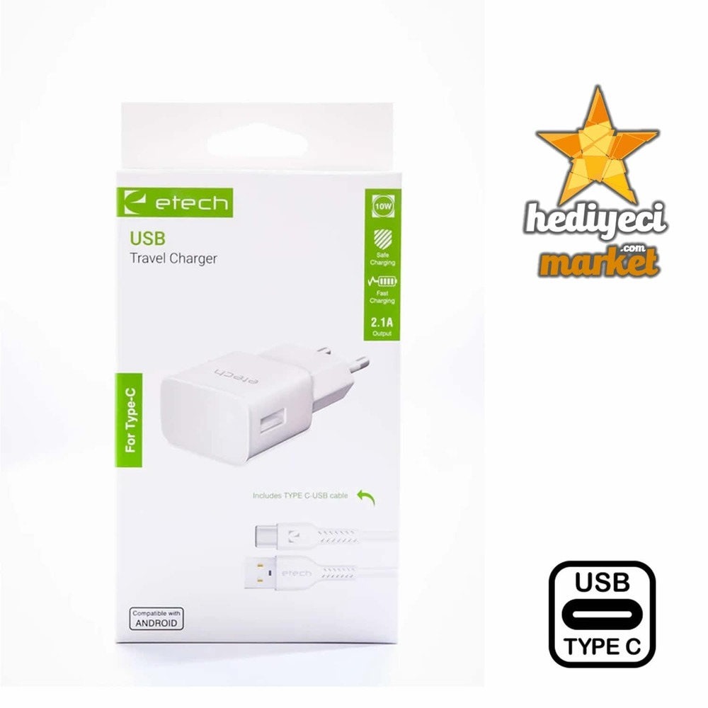 ETECH ETC-014 2.1A 10W Type-C Şarj Cihazı Seti - HM-06-00011-01