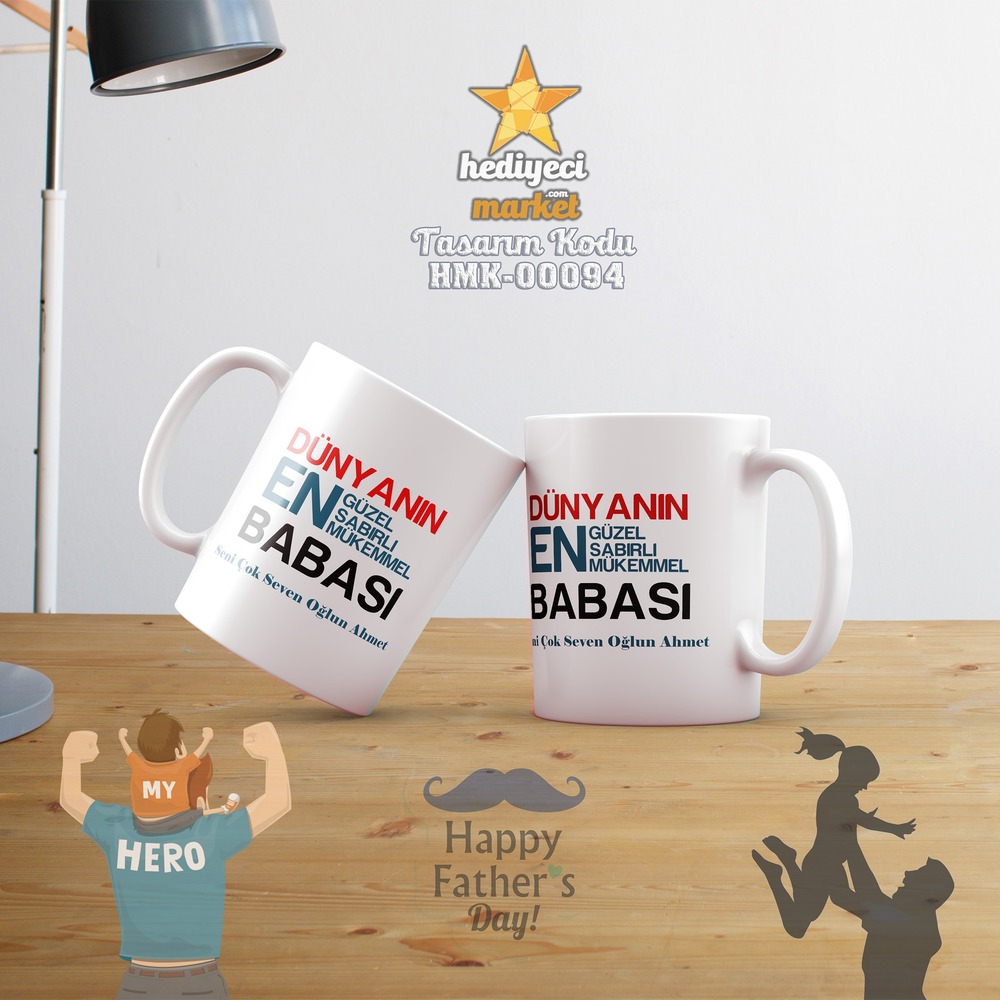 Babalar Gününe Özel Beyaz Kupa Bardak - HMK-00094 - HM-01-00270-01