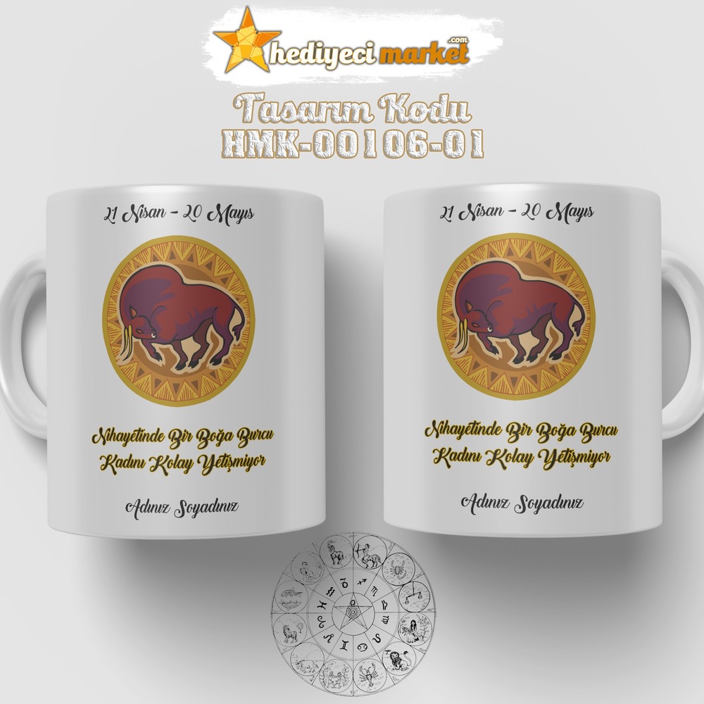 Boğa Burcu Kadınına Özel Beyaz Kupa Bardak - HMK-00106-01 - HM-01-00307-01