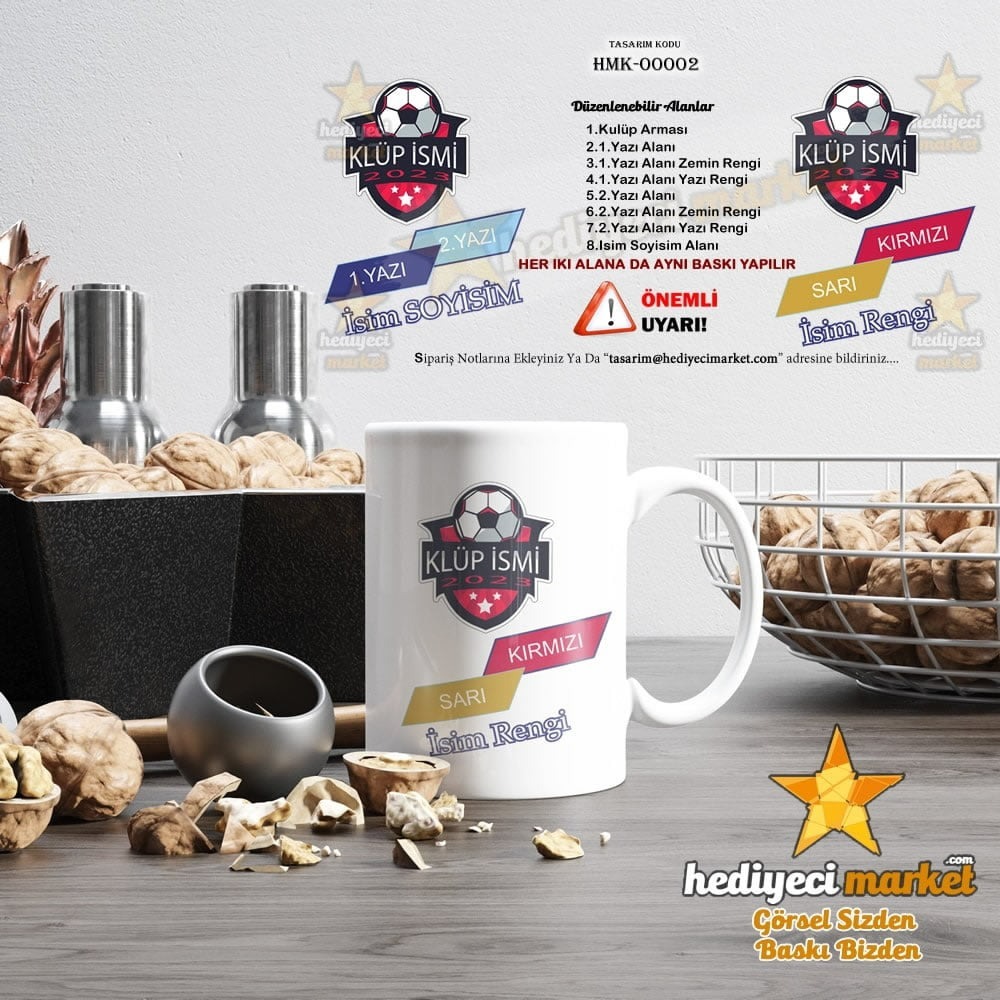 Taraftarlara Özel Tasarlanabilir Beyaz Kupa Bardak - HMK-00002 - HM-01-00040-01