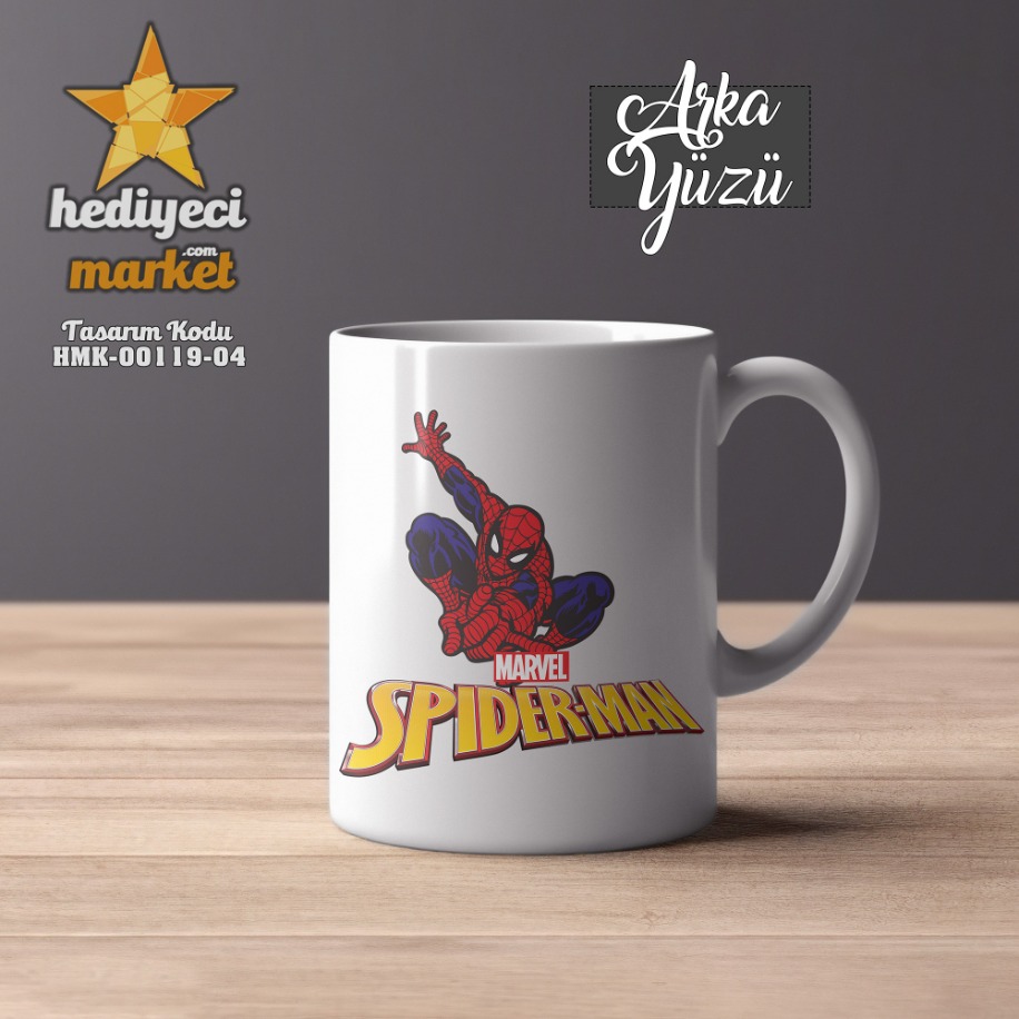 Örümcek Adam Temalı Beyaz Kupa Bardak - HMK-00119-04 || HM-01-00377-04