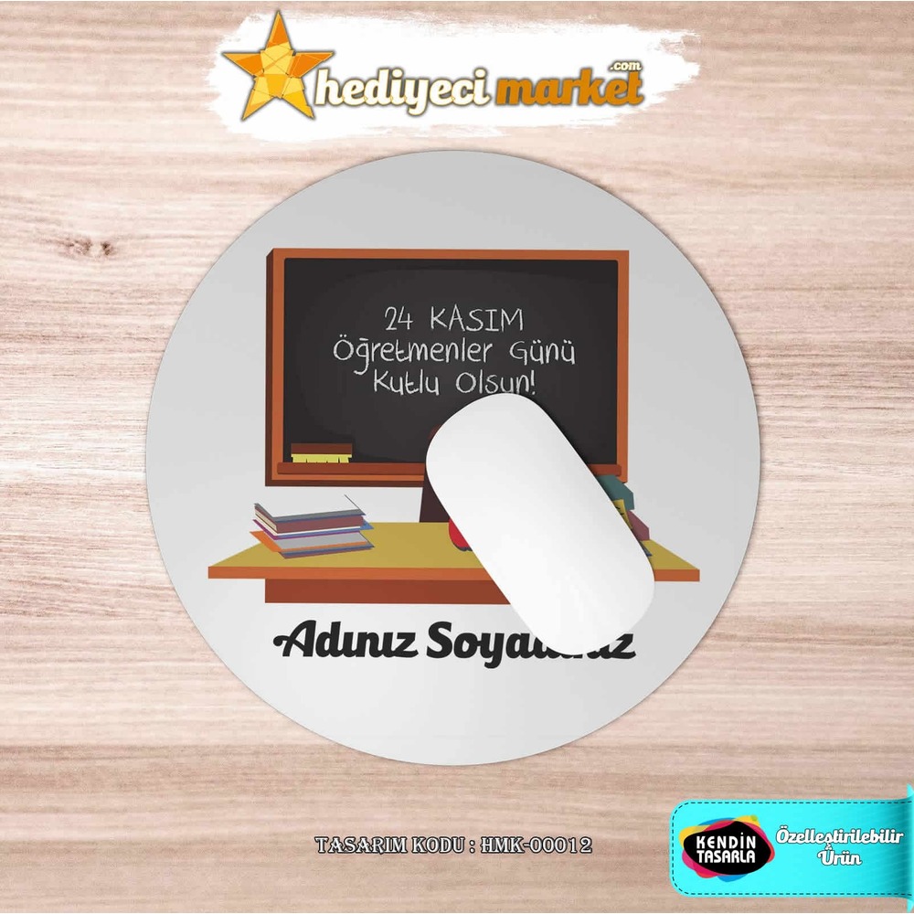 Öğretmenlere Özel Yuvarlak Mouse Pad - HMK-00012 - HM-05-00139-01