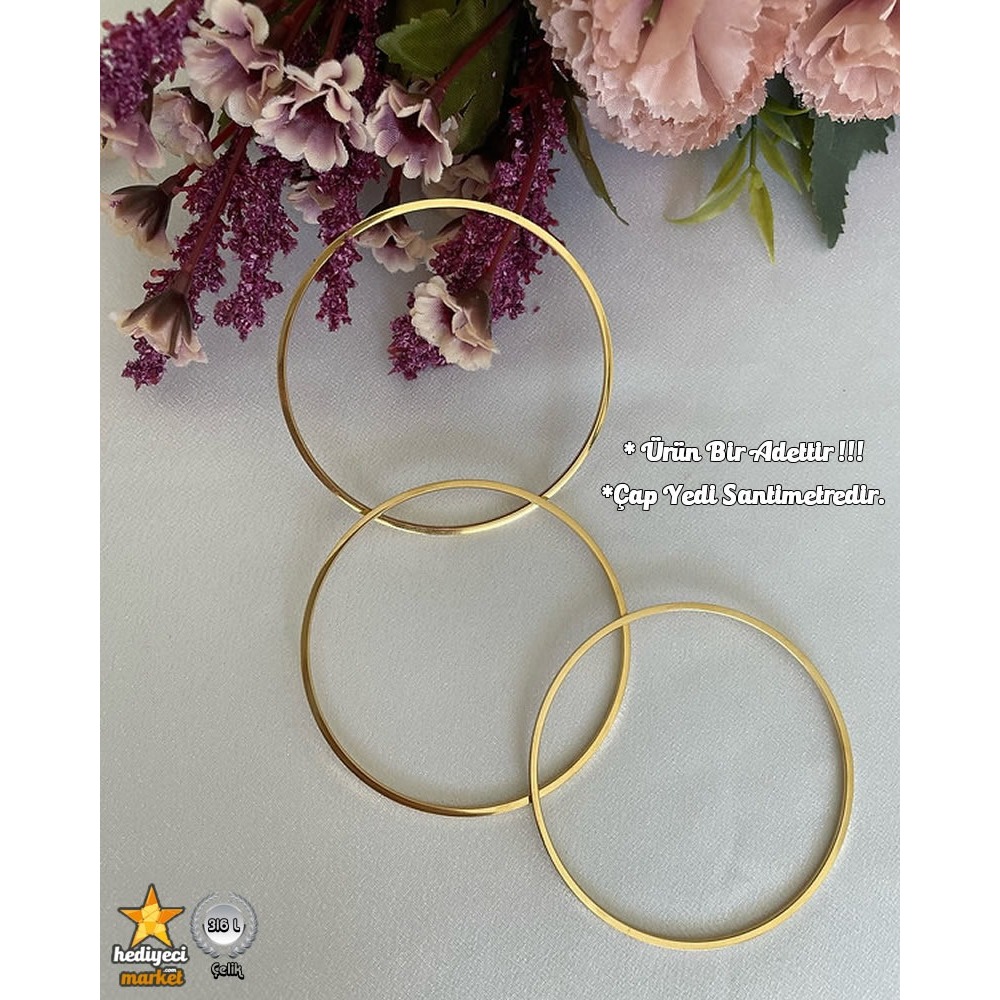316 L Paslanmaz Tekli 7 CM Gold Ajda Çelik Bilzeik - HMÇB-0025 || HM-03-00105-01