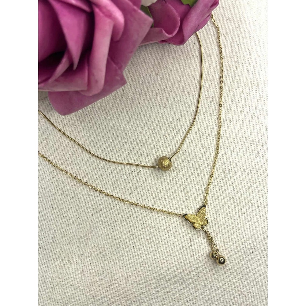 316 L Kelebek Figürlü Luxury Paslanmaz Çelik Kolye - HMÇK-0012 || HM-03-00054-01