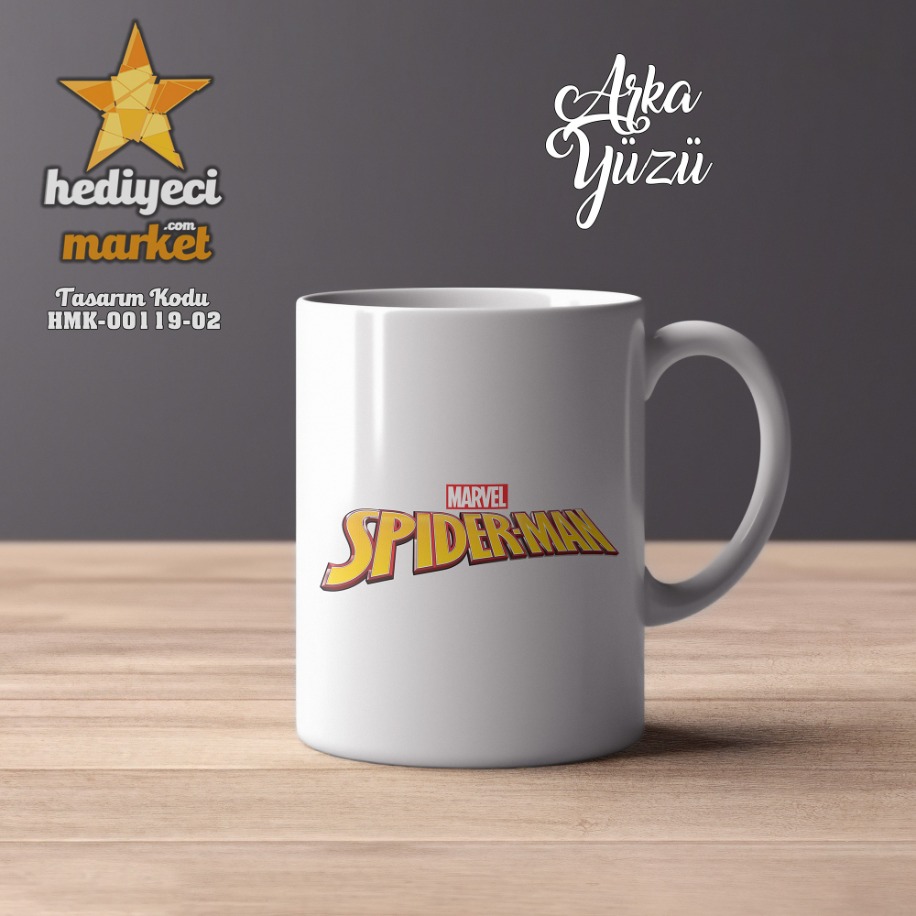 Örümcek Adam Temalı Beyaz Kupa Bardak - HMK-00119-02 || HM-01-00377-02