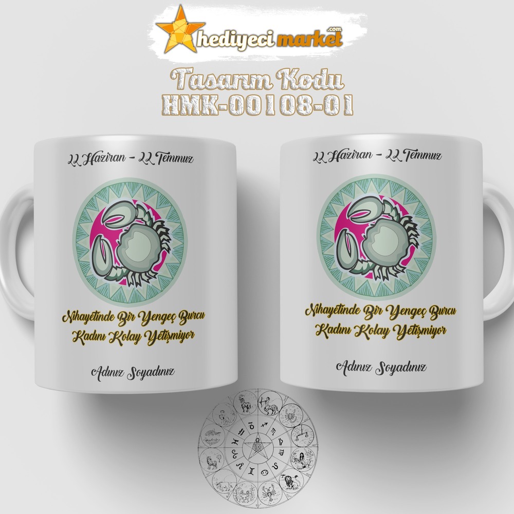 Yengeç Burcu Kadınına Özel Beyaz Kupa Bardak - HMK-00108-01 - HM-01-00313-01