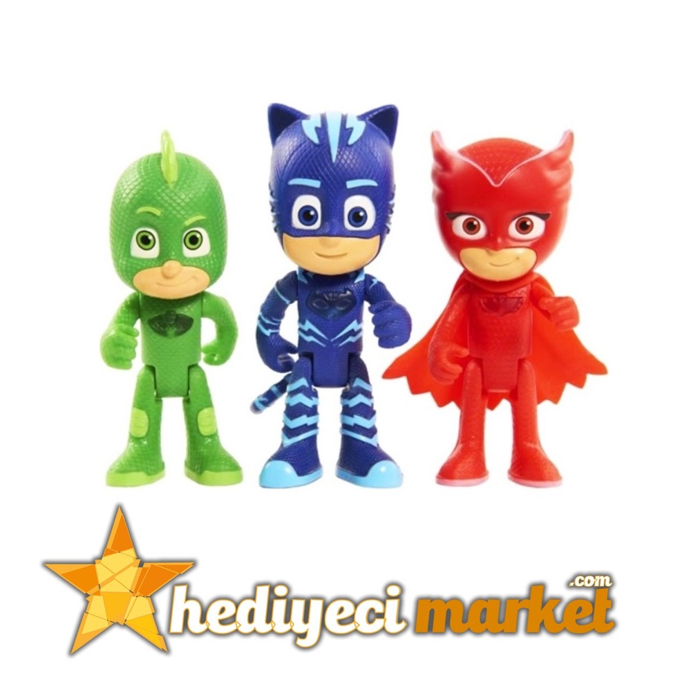 Pjmasks 3'lü Figür Set Pijamaskeliler Catboy Owlette Gekko Oyuncak Figür || HM-05-00170-01