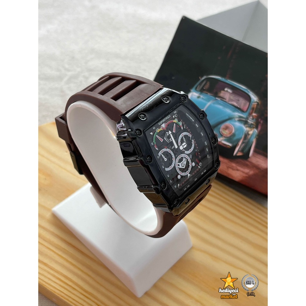 G Sport Polo Çelik Kasa ve Kahverengi Slikon Kordon Erkek Kol Saati - HMES-0017 || HM-03-00107-17