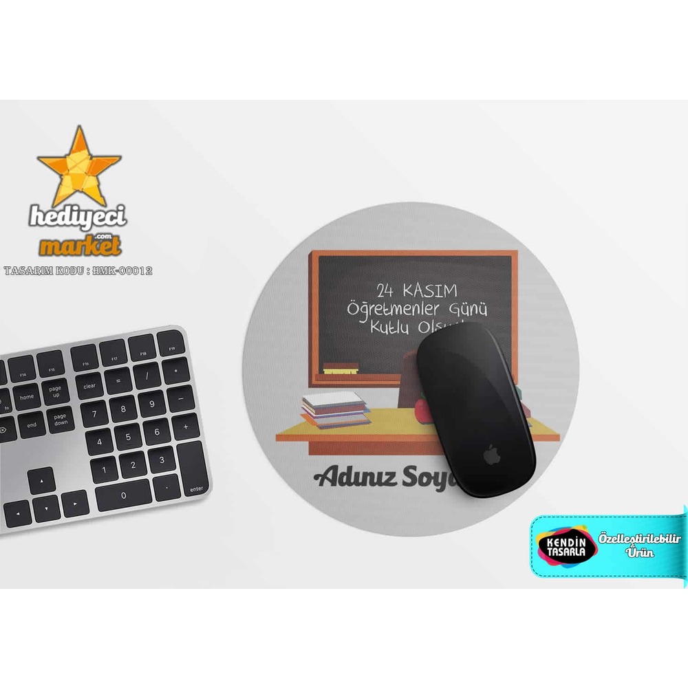 Öğretmenlere Özel Yuvarlak Mouse Pad - HMK-00012 - HM-05-00139-01