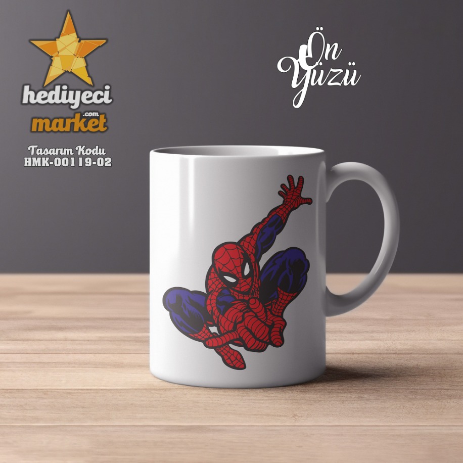 Örümcek Adam Temalı Beyaz Kupa Bardak - HMK-00119-02 || HM-01-00377-02