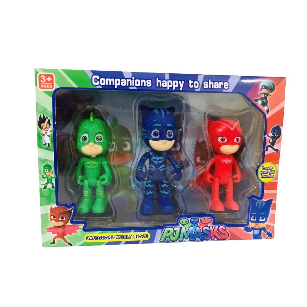 Pjmasks 3'lü Figür Set Pijamaskeliler Catboy Owlette Gekko Oyuncak Figür || HM-05-00170-01