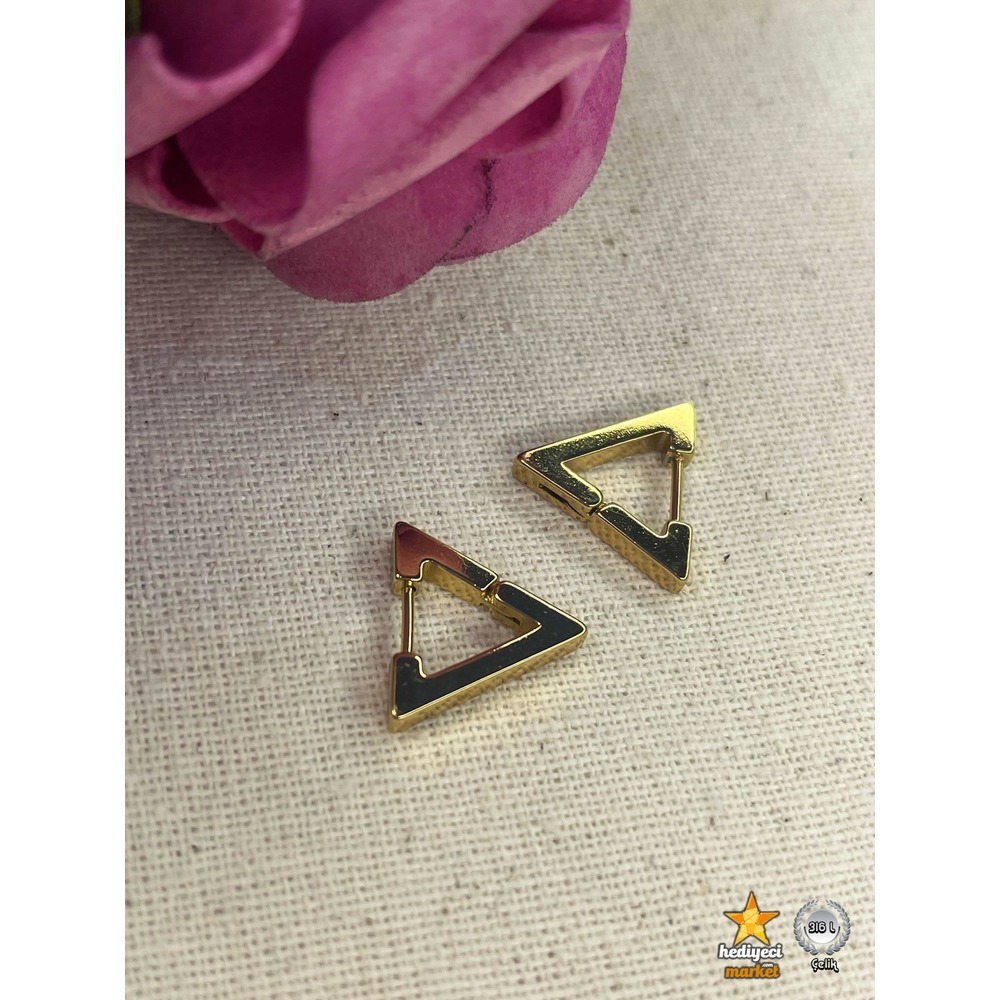 316 L Paslanmaz Üçgen Lüks Çelik Küpe - HMKÜ-0017 || HM-03-00115-04