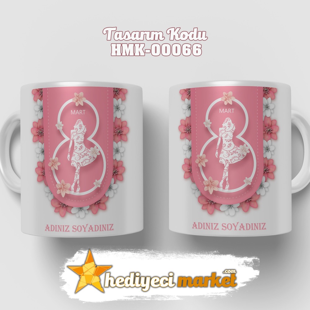 8 Mart Kadınlar Gününe Özel Beyaz Kupa Bardak - HMK00066 - HM-01-00186-01