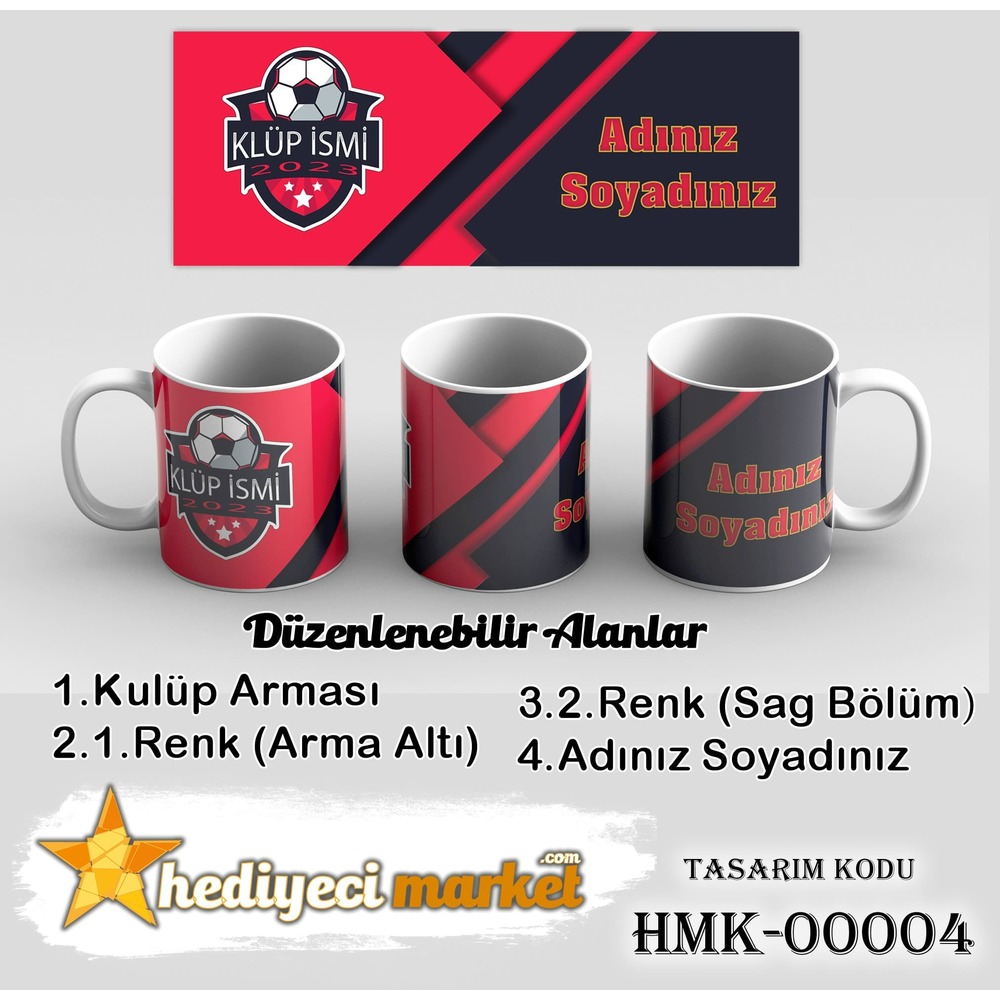 Taraftarlara Özel Tasarlanabilir Beyaz Kupa Bardak - HMK-00004 - HM-01-00044-01