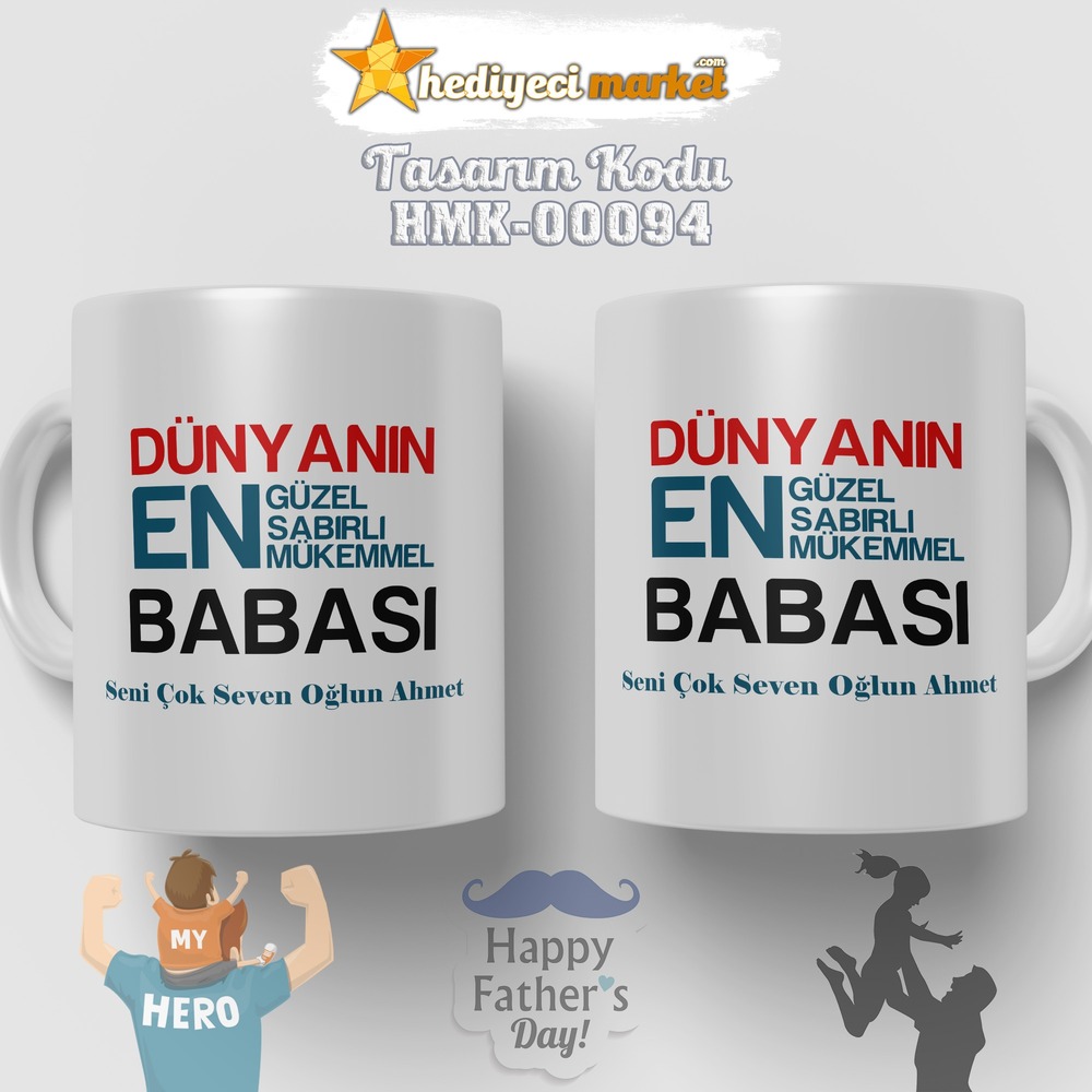 Babalar Gününe Özel Beyaz Kupa Bardak - HMK-00094 - HM-01-00270-01