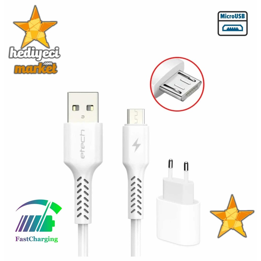 ETECH ETC-010 3.0A 15 / 18W Fast Micro Şarj Cihazı (Quick Charge) - HM-06-00012-01