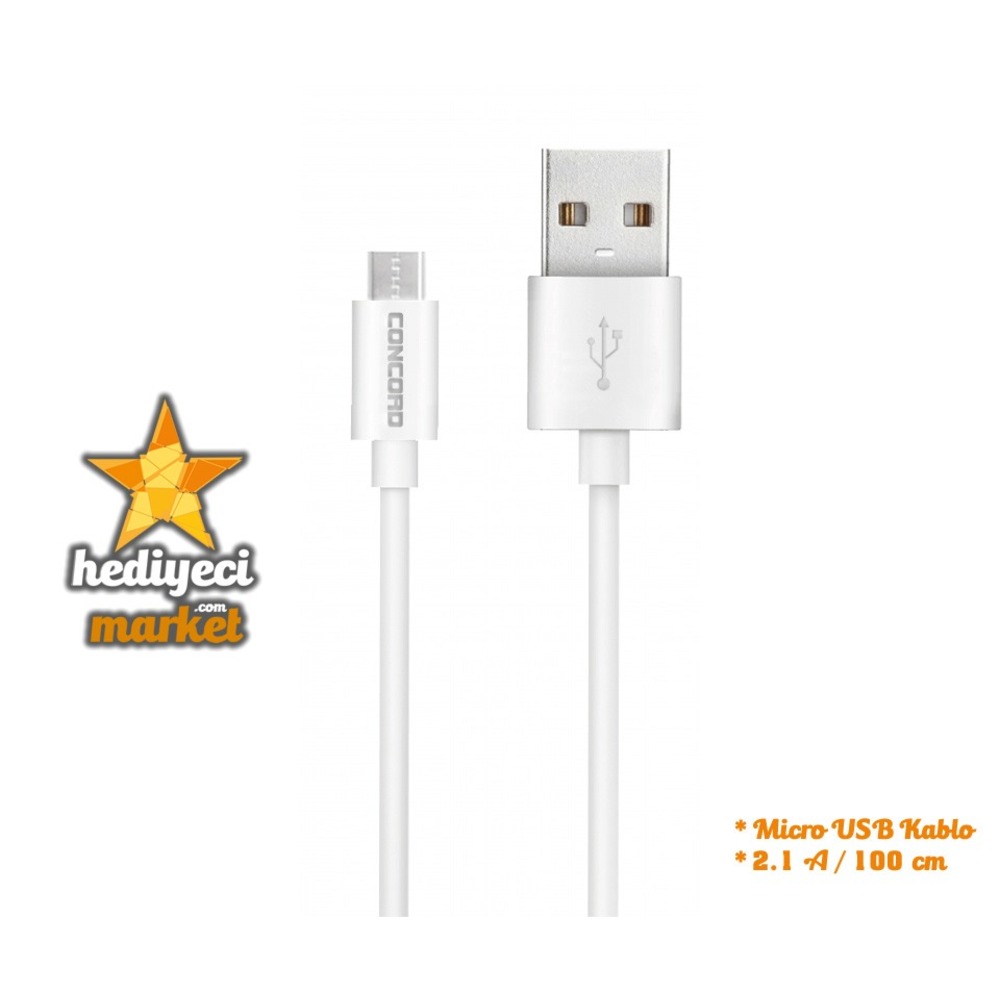 Concord USB Micro Data & Şarj Kablosu 2.1 mAh - HM-06-00002-01