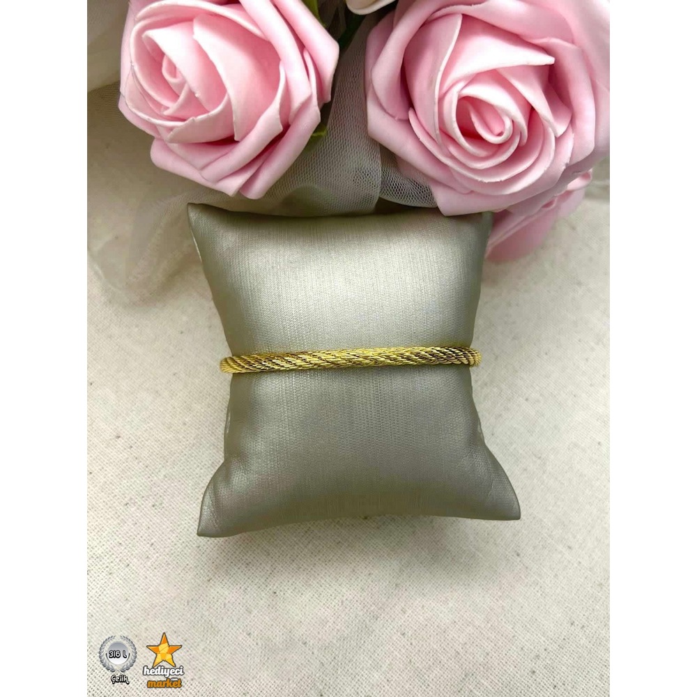 316 L Gold Paslanmaz Burgu Çelik Bileklik - HMÇB-0006 || HM-03-00096-03
