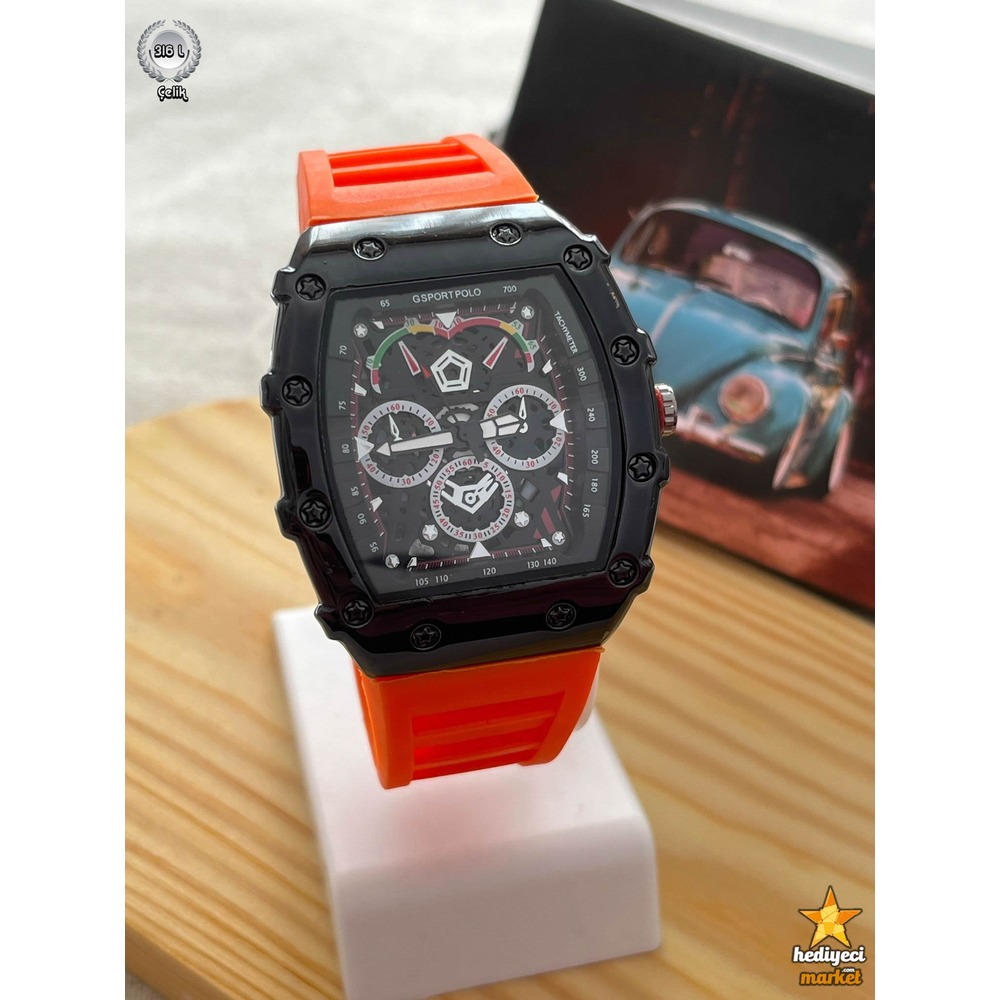 G Sport Polo Siyah Çelik Kasa ve Slikon Kordon Erkek Kol Saati - HMES-0021 || HM-03-00107-21