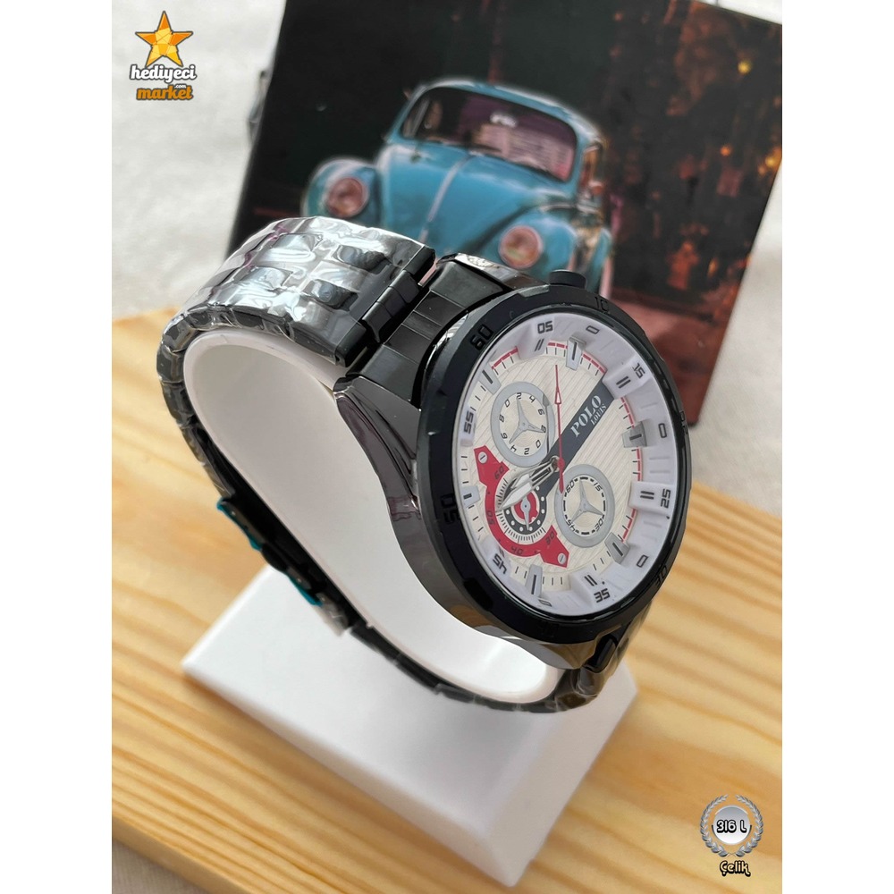 G Sport Polo Çelik Kasa ve Beyaz Detaylı Yuvarlak Erkek Kol Saati - HMES-0036 || HM-03-00107-36