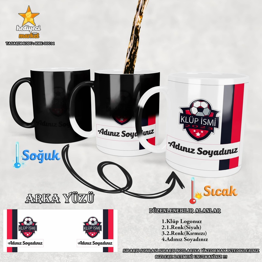 Taraftarlara Özel Tasarlanabilir Sihirli Kupa Bardak - HMK-00011 - HM-01-00060-01